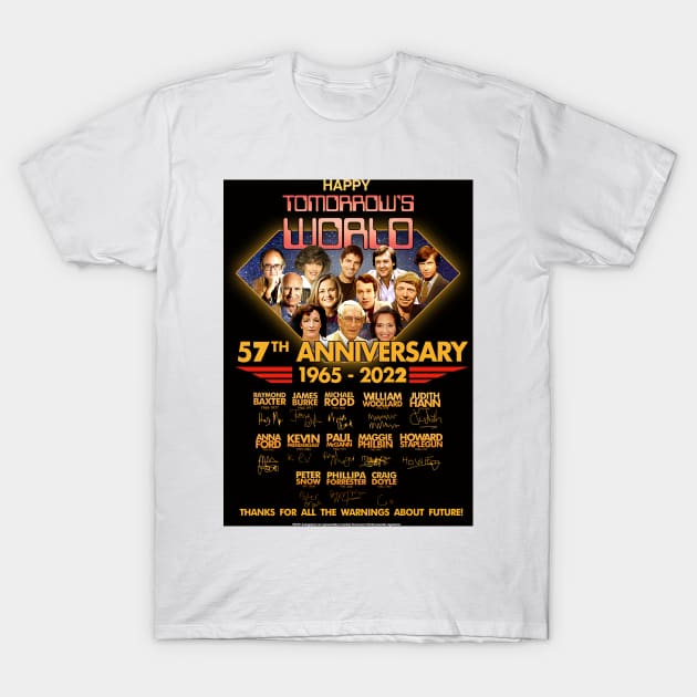 Tomorrow's World 57th Anniversary T-Shirt by Andydrewz